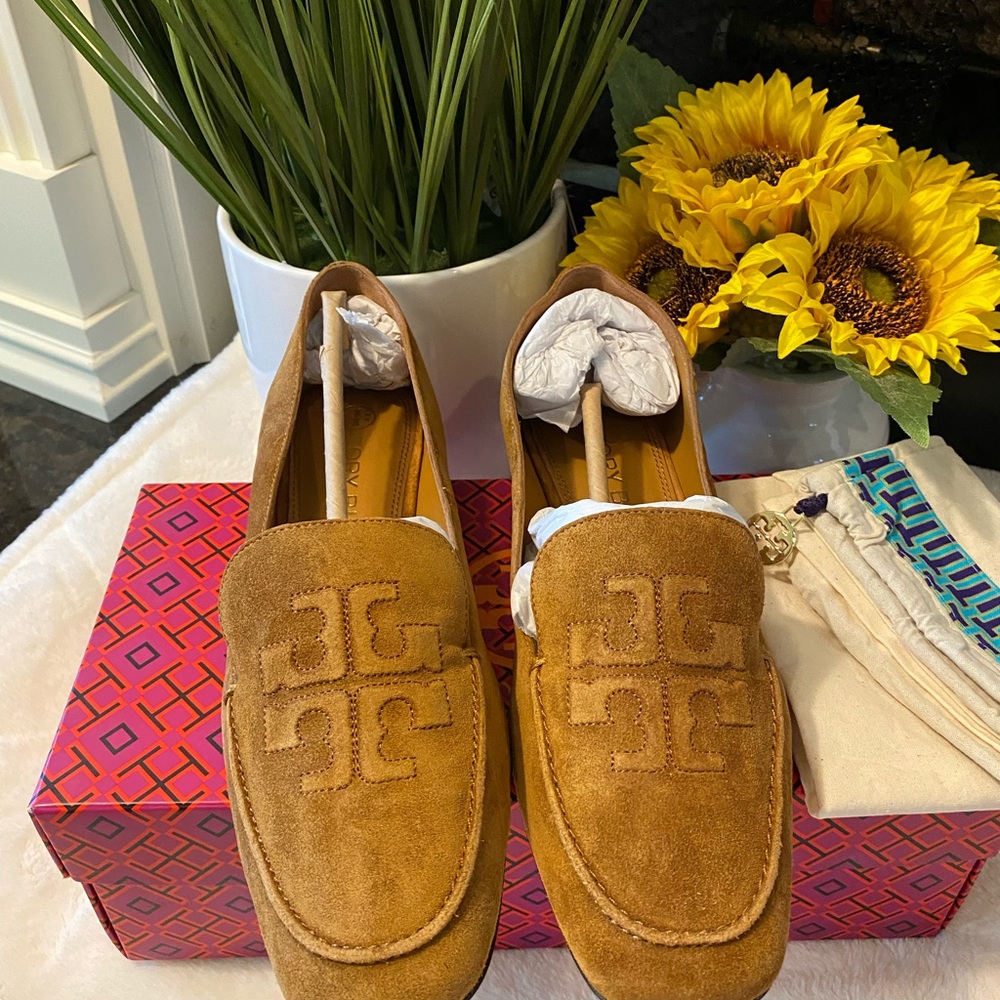 Tory Burch Ruby Square-Toe Suede Loafers - Picture 2 of 8